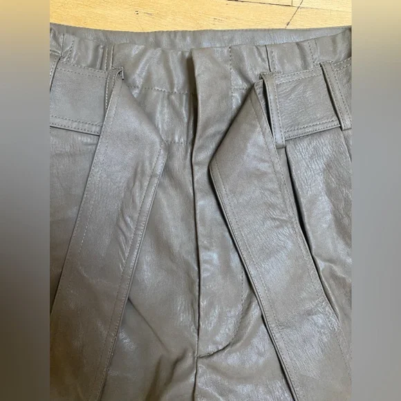 Zara pleated faux leather shorts. Taupe color. Size small. High waisted. NWOT - Picture 3 of 4